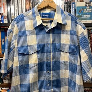 XL VINTAGE WRANGLER WESTERN PEARL SNAP SHORT SLEEVE